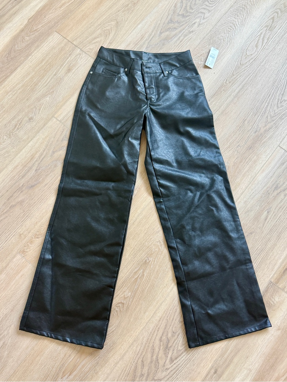 PacSun Black Wide-Leg Faux Leather Trousers